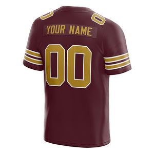 custom authentic football jersey burgundy-gold-white mesh