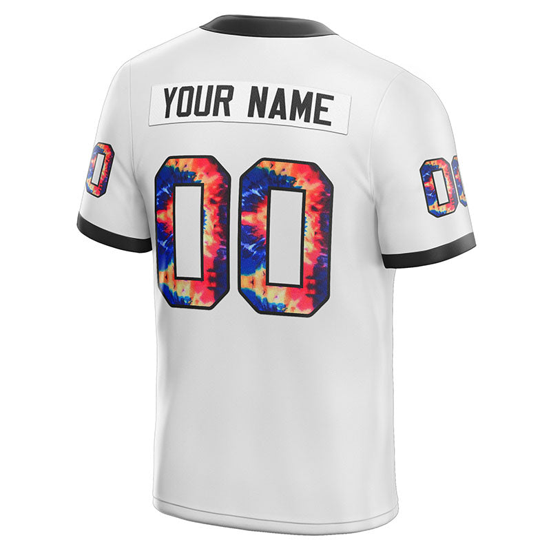 team customized authentic tie dye football jersey white-black mesh