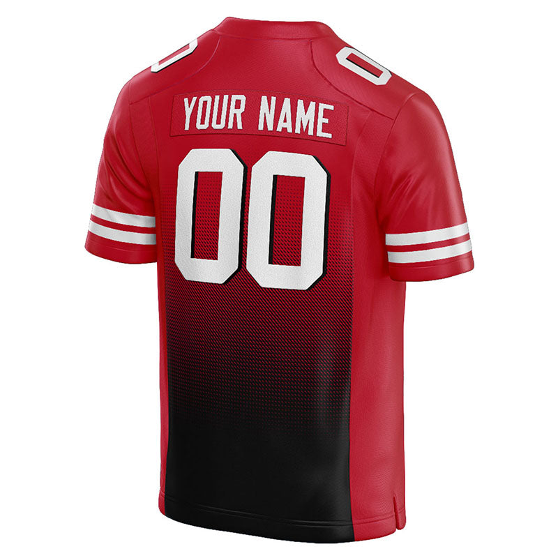 custom authentic gradient fashion football jersey red-black-white mesh