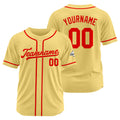 Camiseta de béisbol personalizada con diseño bordado & estilo hip hop & color oro y rojo