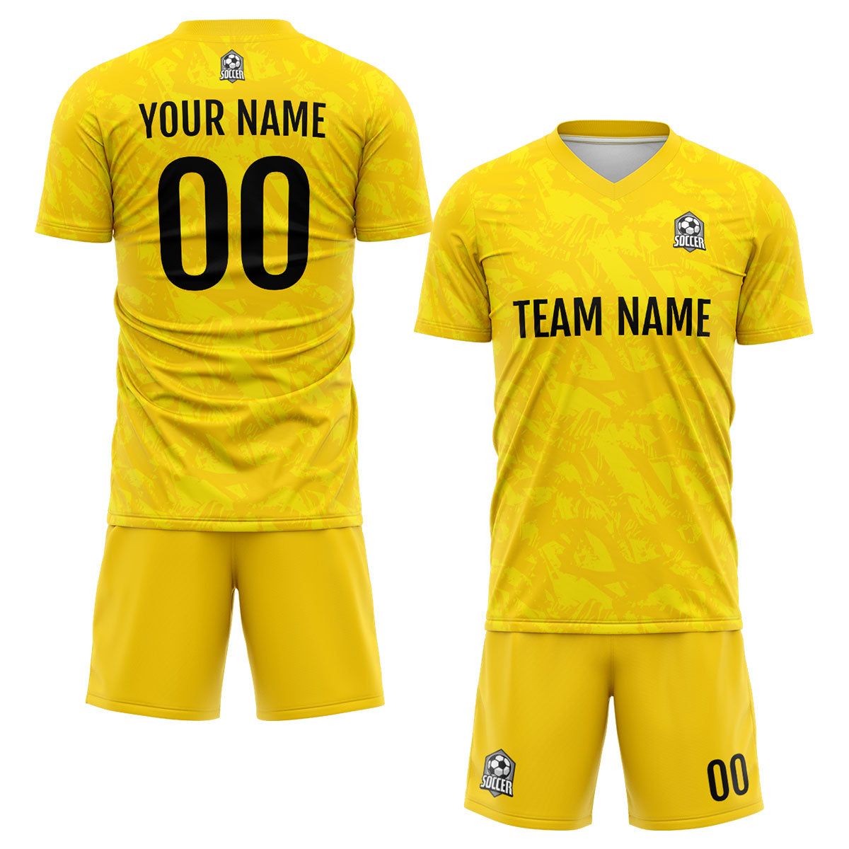 Conjunto personalizado de camiseta amarilla para niños y adultos