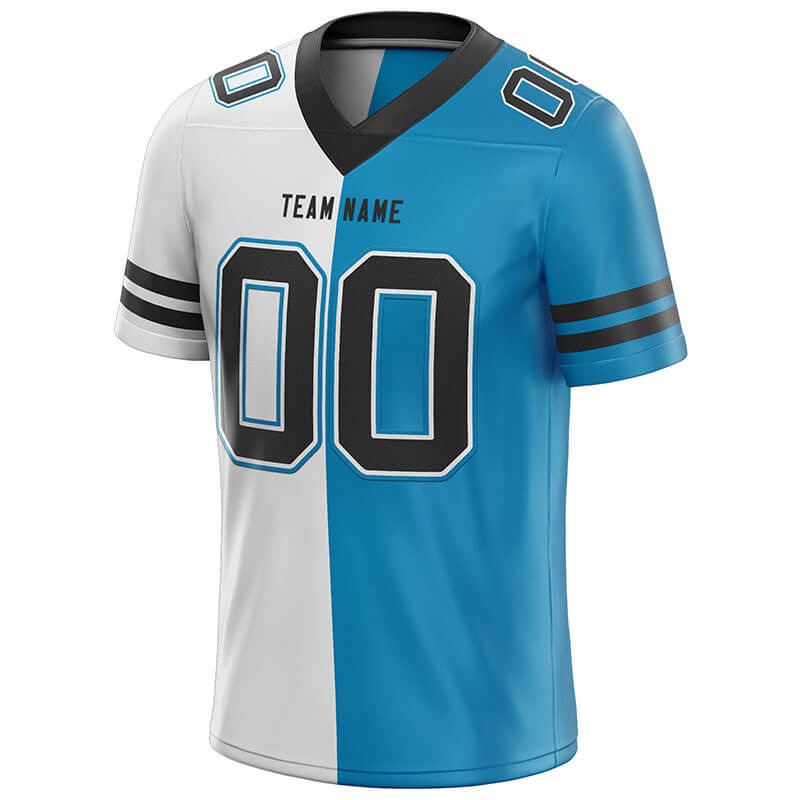 custom authentic split fashion football jersey blue-white-black mesh