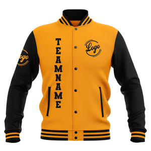 Chaquetas universitarias impermeables negras y amarillas personalizadas con nombre-número y logotipo bordados a medida