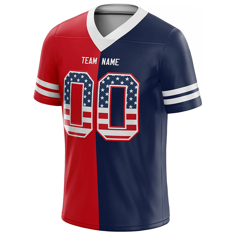 custom authentic usa flag football jersey navy-red-white mesh