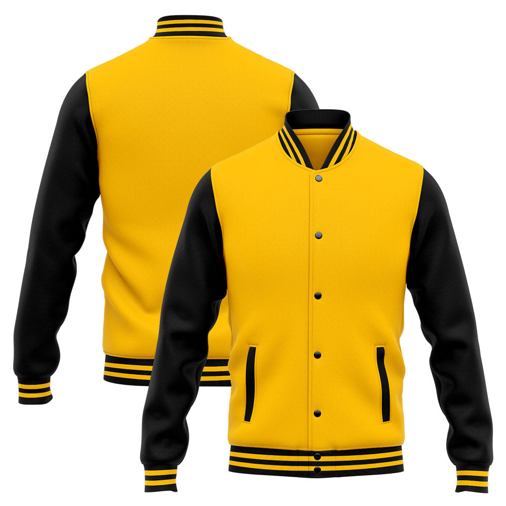 Chaqueta universitaria personalizada estilo Letterman para hombres-mujeres y jóvenes-color amarillo y negro
