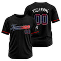 Camisetas de béisbol negras personalizadas con diseño bordado y estilo hip hop