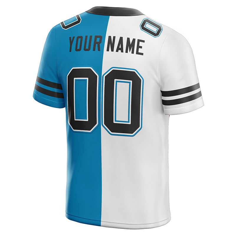 custom authentic split fashion football jersey blue-white-black mesh