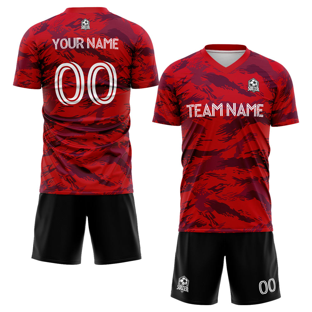 custom soccer uniform jersey kids adults personalized set jersey shirt red