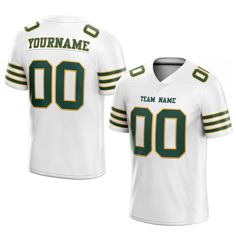 customized  authentic football jersey white green-yellow mesh