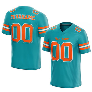 customized  authentic football jersey aqua orange-white mesh