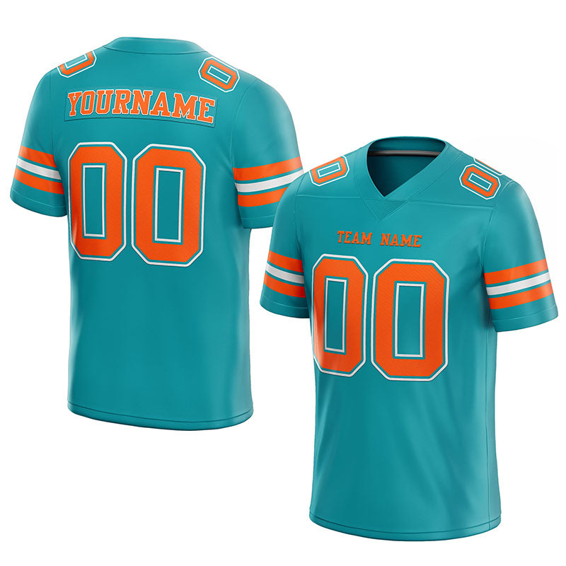 customized  authentic football jersey aqua orange-white mesh