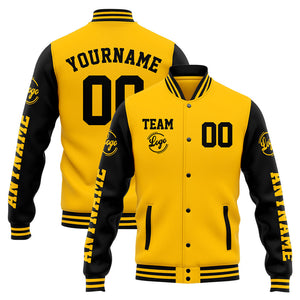 Chaqueta universitaria personalizada estilo Letterman para hombres-mujeres y jóvenes-color amarillo y negro