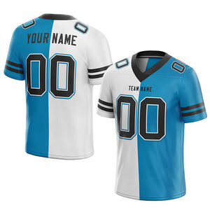 custom authentic split fashion football jersey blue-white-black mesh