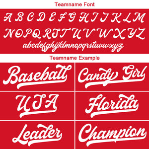 Camiseta de béisbol personalizada con diseño bordado & estilo hip hop & color rojo y blanco