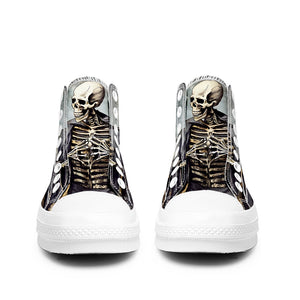 Resalta tu estilo con las zapatillas de lona de caña media Skeleton para hombre y mujer