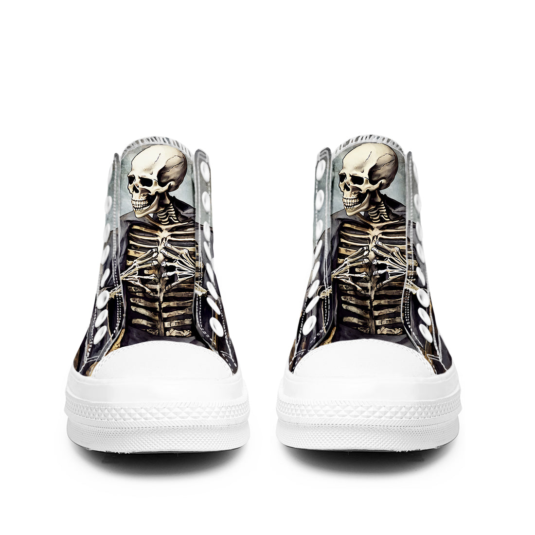 Resalta tu estilo con las zapatillas de lona de caña media Skeleton para hombre y mujer