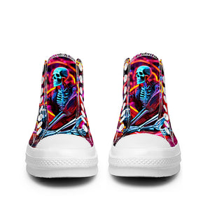 Resalta tu estilo con las zapatillas de lona de caña media Skeleton para hombre y mujer