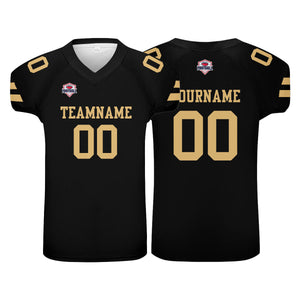 Camiseta de fútbol personalizada con nombre y número del equipo impresos en color negro