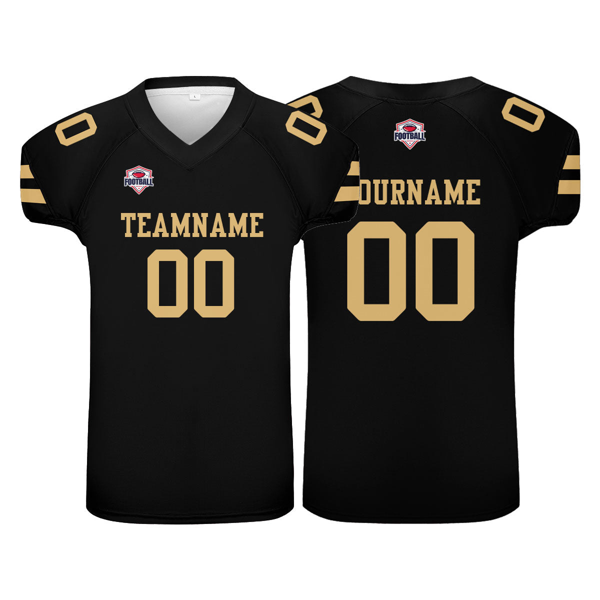 Camiseta de fútbol personalizada con nombre y número del equipo impresos en color negro
