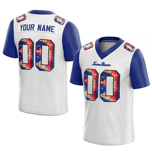 customized authentic tie dye football jersey white royal mesh