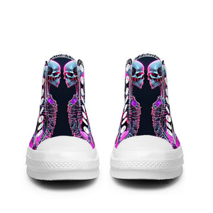 Resalta tu estilo con las zapatillas de lona de caña media Skeleton para hombre y mujer