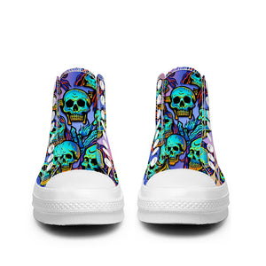 Resalta tu estilo con las zapatillas de lona de caña media Skeleton para hombre y mujer