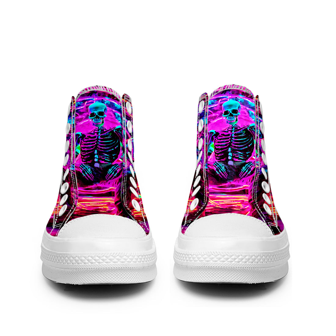 Resalta tu estilo con las zapatillas de lona de caña media Skeleton para hombre y mujer