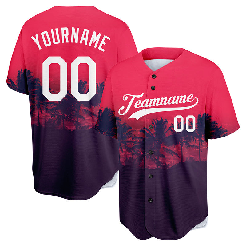 custom full print design authentic tropical city sunset beach baseball jersey