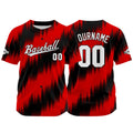 Camiseta de béisbol con dise?o personalizado estampado completo en negro y rojo