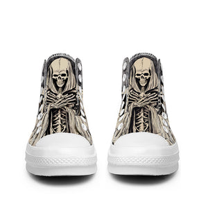 Resalta tu estilo con las zapatillas de lona de caña media Skeleton para hombre y mujer