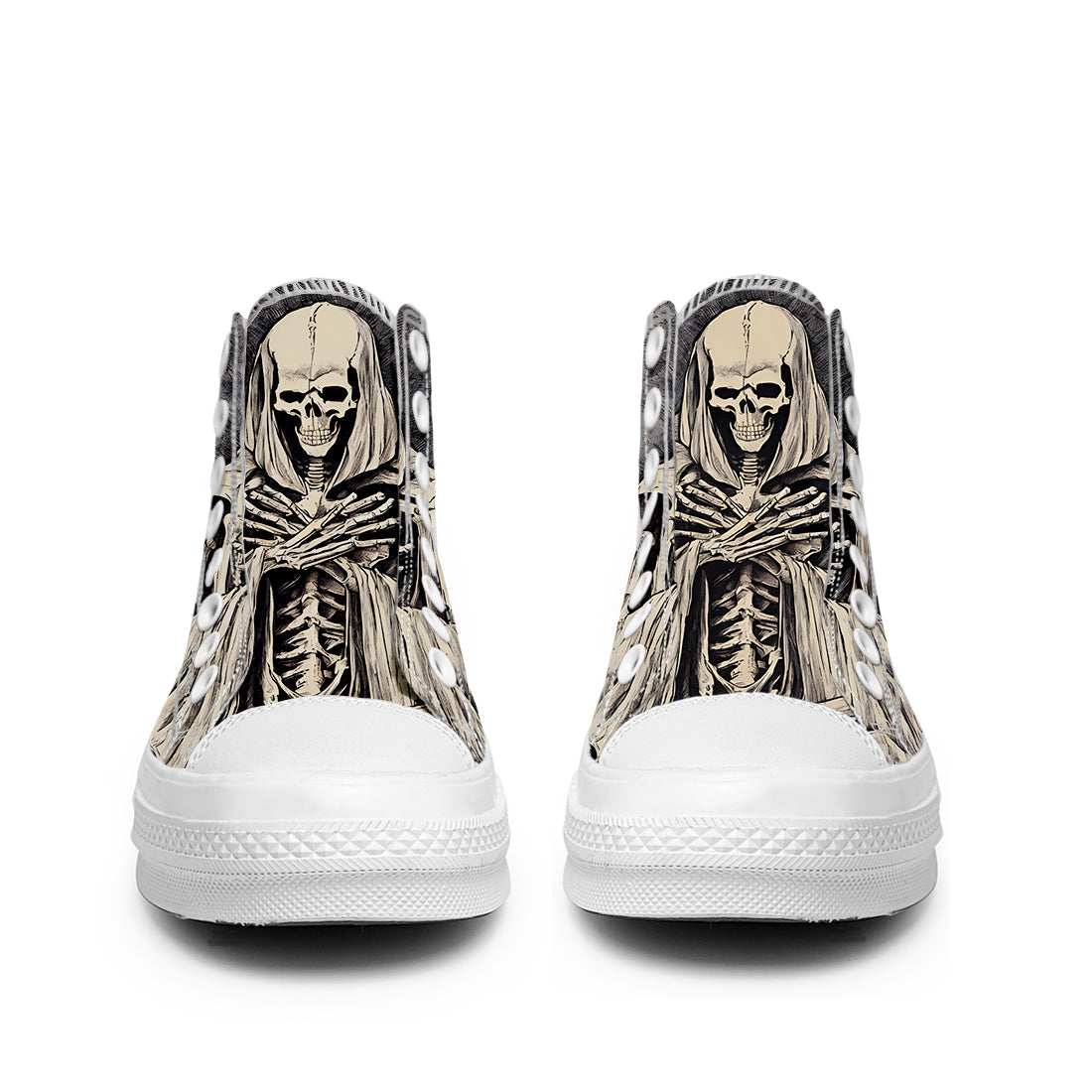 Resalta tu estilo con las zapatillas de lona de caña media Skeleton para hombre y mujer