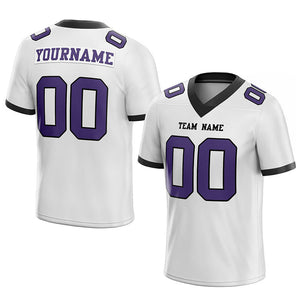 customized authentic football jersey white purple-black  mesh