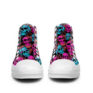 Resalta tu estilo con las zapatillas de lona de caña media Skeleton para hombre y mujer