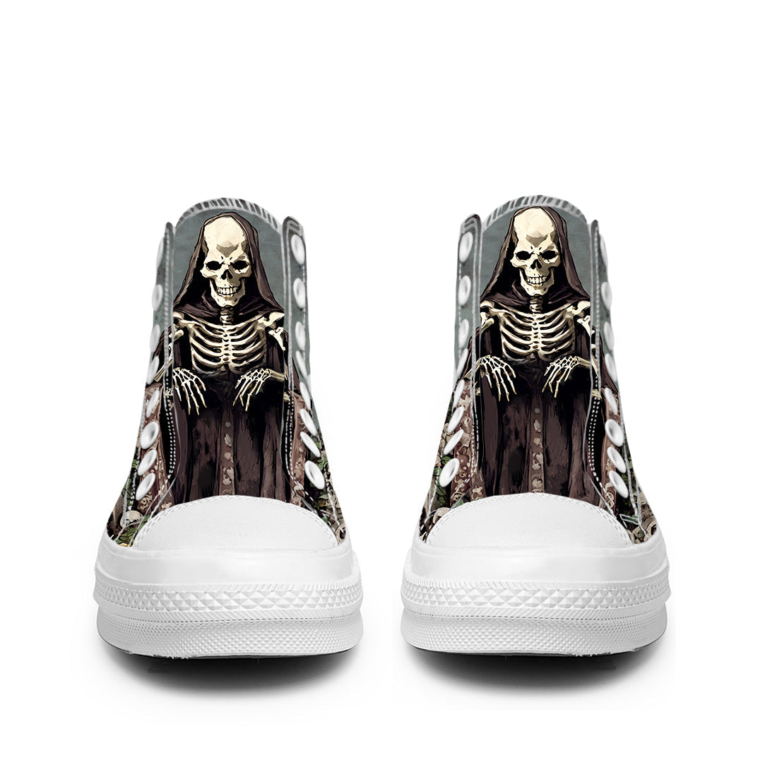 Resalta tu estilo con las zapatillas de lona de caña media Skeleton para hombre y mujer