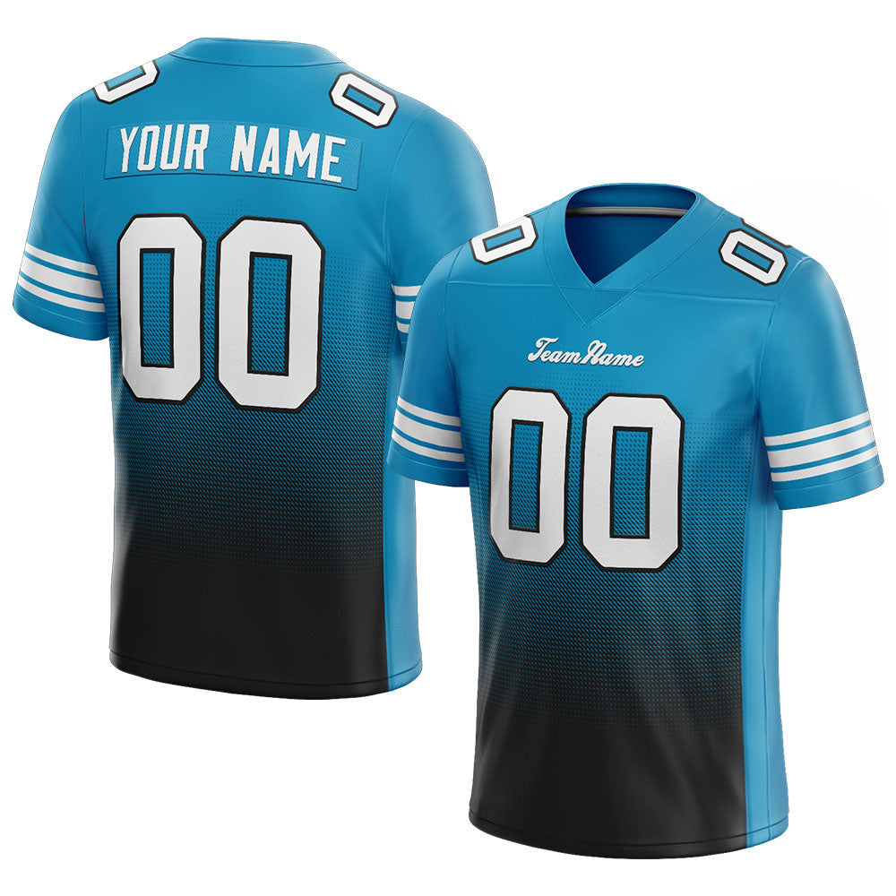 custom authentic gradient fashion football jersey light blue-black-white