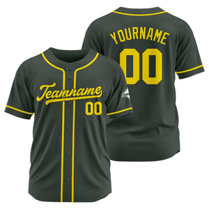 Camiseta de béisbol personalizada con diseño bordado & estilo hip hop & color gris oscuro y amarillo