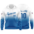 Sudadera con capucha personalizada con degradado para hombre-mujer-niña o niño Estampa tu logotipo-nombre o número en blanco y azul