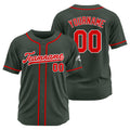 Camiseta de béisbol personalizada con diseño bordado & estilo hip hop & color gris oscuro-rojo