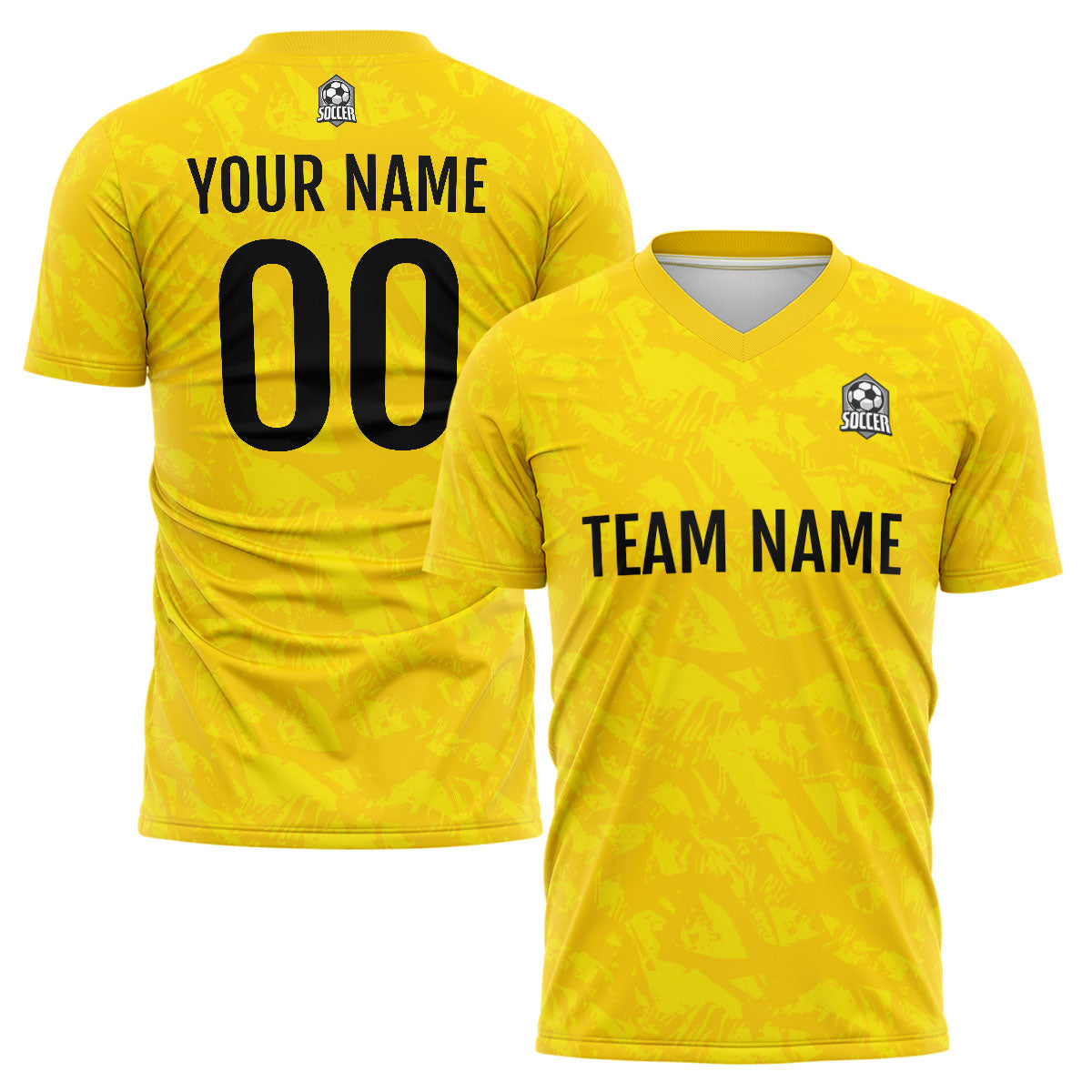 Conjunto personalizado de camiseta amarilla para niños y adultos