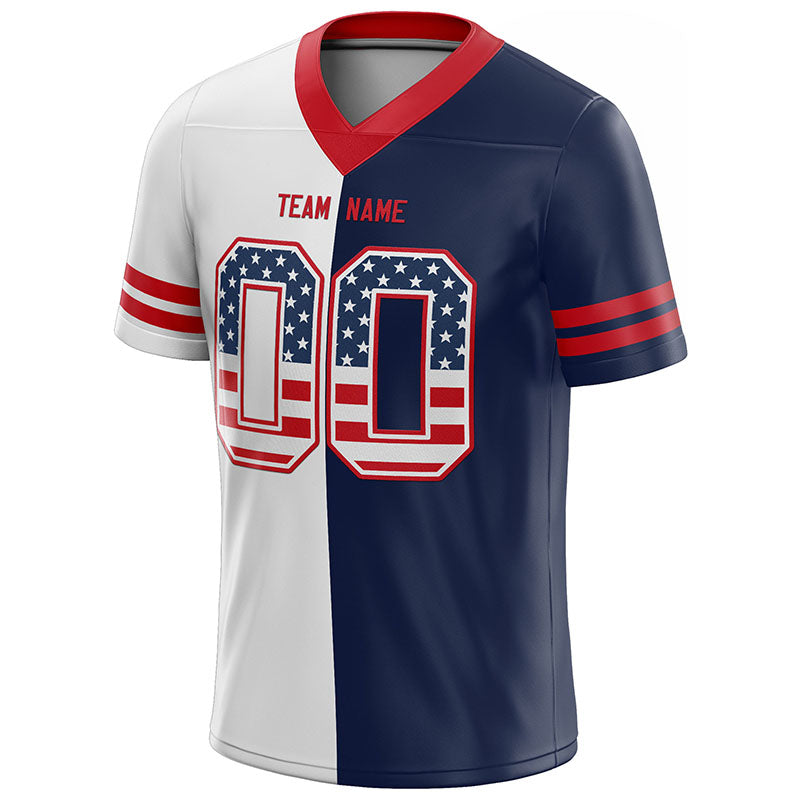 team member custom authentic football jersey red-white-navy mesh