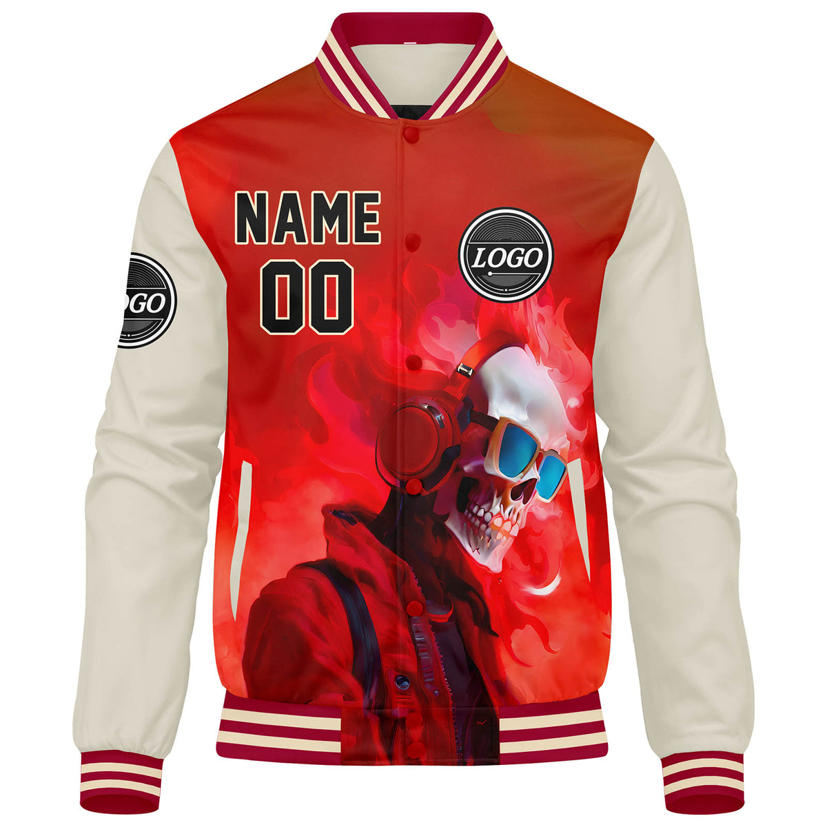 Chaqueta universitaria personalizada estilo Letterman para hombres-mujeres y jóvenes-color rojo crema