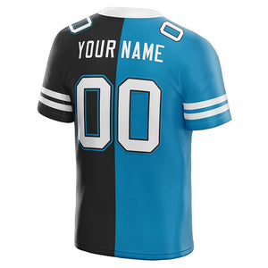 custom authentic split fashion football jersey blue-black-white mesh