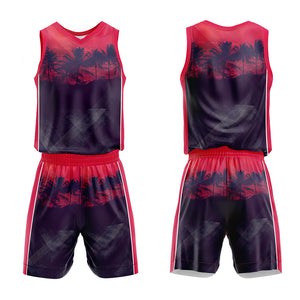 Uniforme de baloncesto personalizado de Sunset Coast con tu logotipo-nombre y número impresos