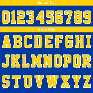Uniforme de baloncesto personalizado color amarillo real con su logotipo-nombre y número impresos