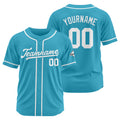 Camiseta de béisbol personalizada con diseño bordado & estilo hip hop & color azul claro y blanco