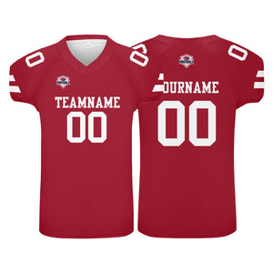 Camiseta de fútbol personalizada con nombre y número del equipo impresos en rojo