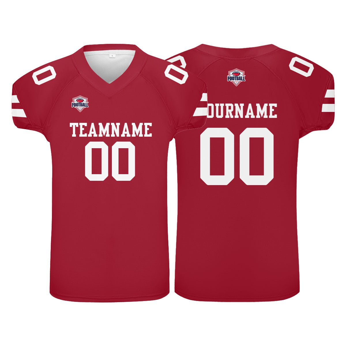 Camiseta de fútbol personalizada con nombre y número del equipo impresos en rojo