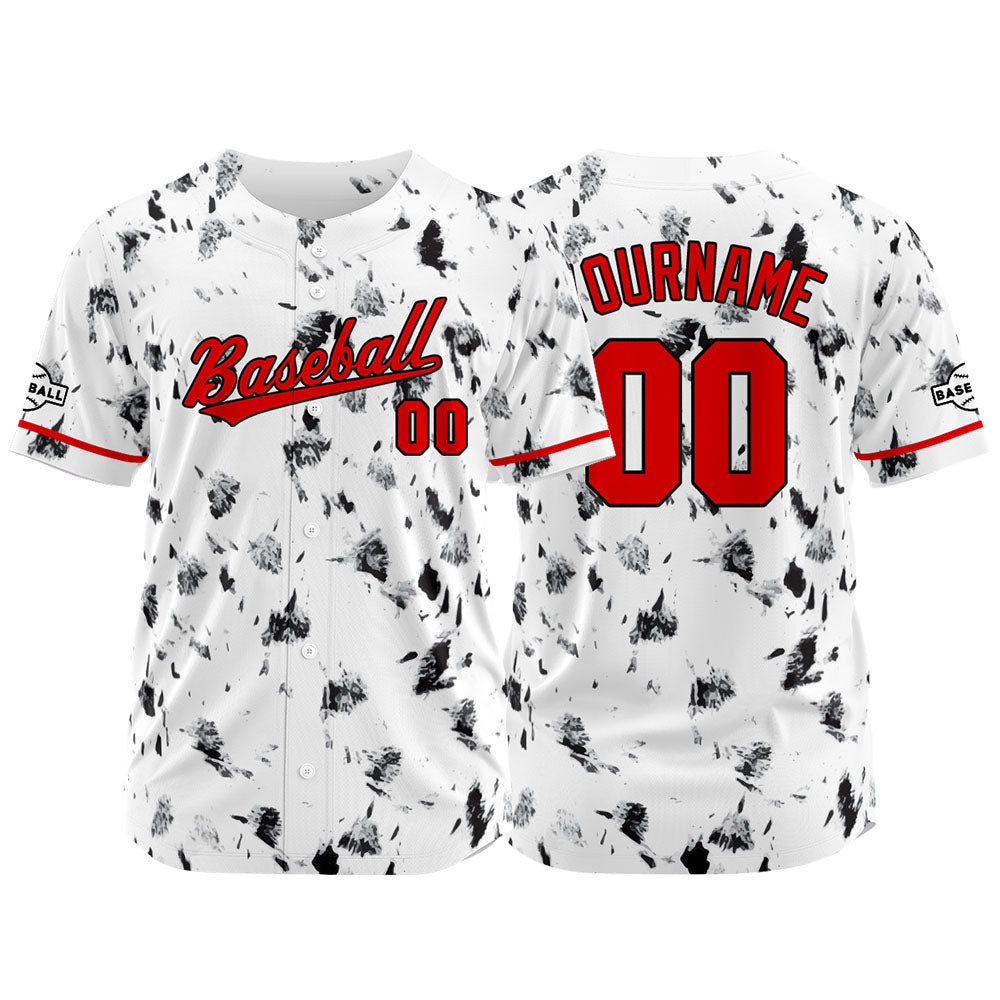Camiseta de béisbol blanca con dise?o personalizado estampado completo