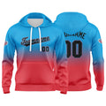 Sudadera con capucha personalizada con degradado para hombre-mujer-niña o niño Estampa tu logotipo-nombre o número en azul y rojo