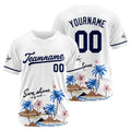 Camiseta de béisbol con dise?o personalizado estampado completo color blanco y azul